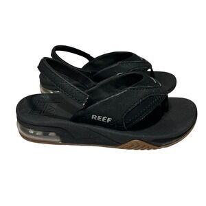 Reef Ahi Black Gum Kids Sandals Flip Flops with Backstrap